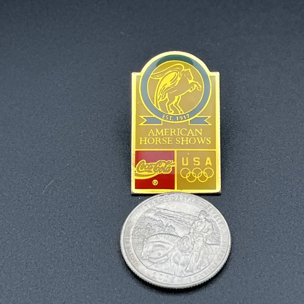 Vintage Olympic Games Coca-Cola Coke Team USA American‎ Horse Shows Hat Pin